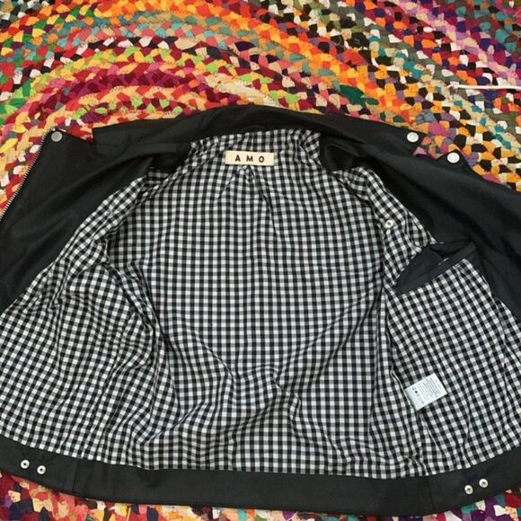 AMO Black Cotton Asymmetrical Zip Edgy Moto Jacket - M - Picture 4 of 9